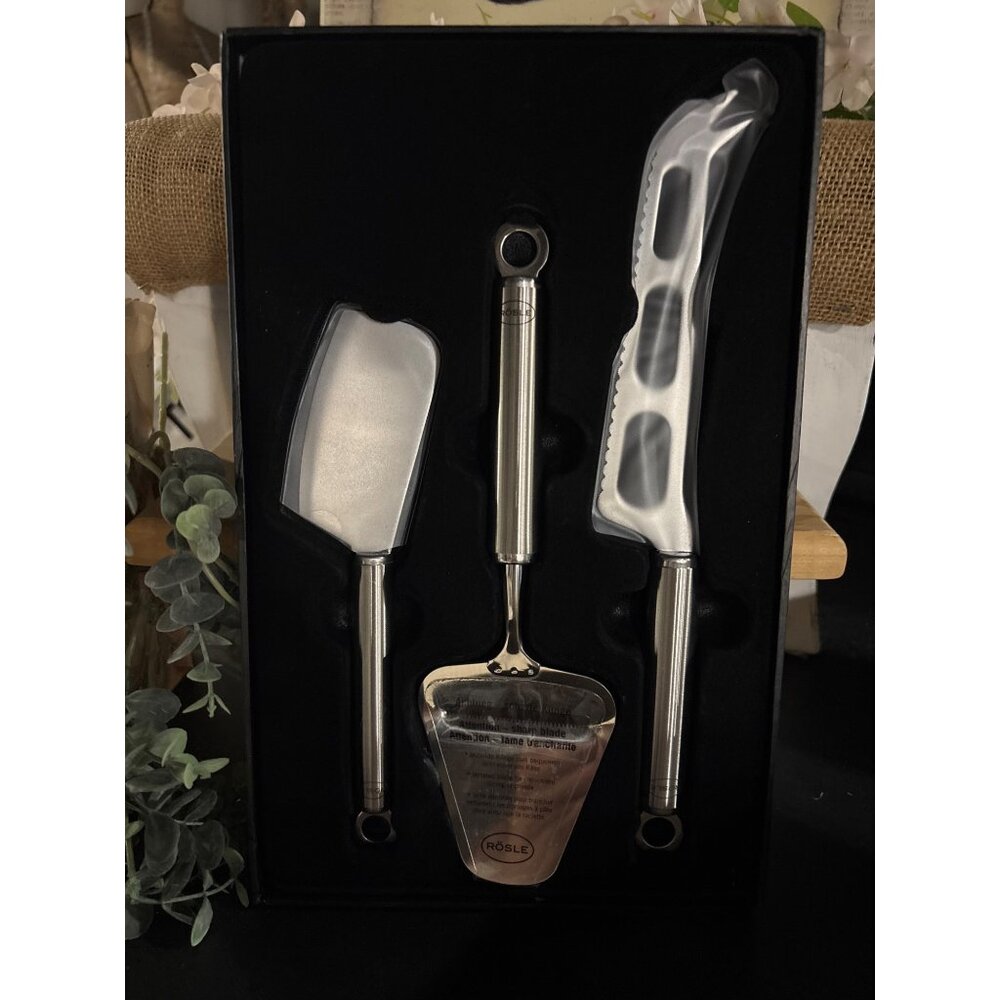 Rösle 3-Piece Stainless Steel Cheese Knife & Spreader Set NIB